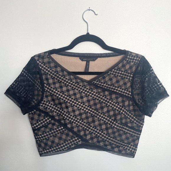 BCBG MaxAzria Black Lace Skirt & Crop Top Set - Picture 2 of 8